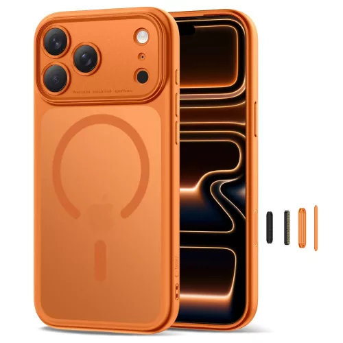 Tech-protect magpeak magsafe cc iPhone 17 Pro tokó - matt kozmikus narancssárga