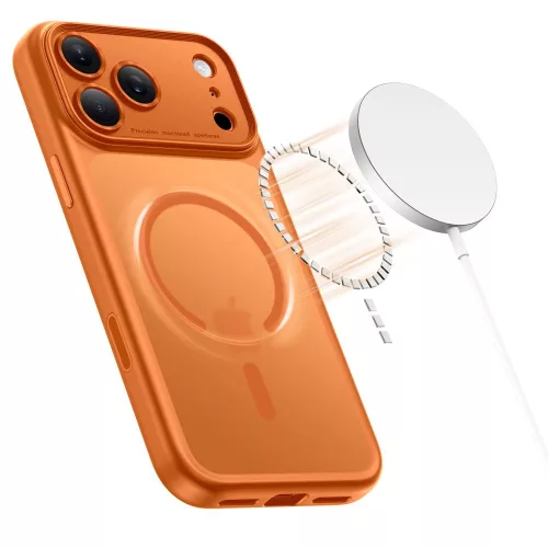 Tech-protect magpeak magsafe cc iPhone 17 Pro tokó - matt kozmikus narancssárga