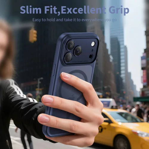 Tech-protect magpeak magsafe cc iPhone 17 Pro mátt mély kék tok