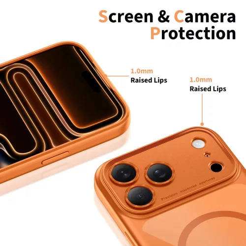 Tech-protect magpeak magsafe cc iPhone 17 Pro védőtok cosmic orange/clear