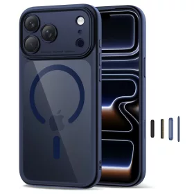  Tech-protect magpeak magsafe cc iPhone 17 Pro mélykék/átlátszó tok