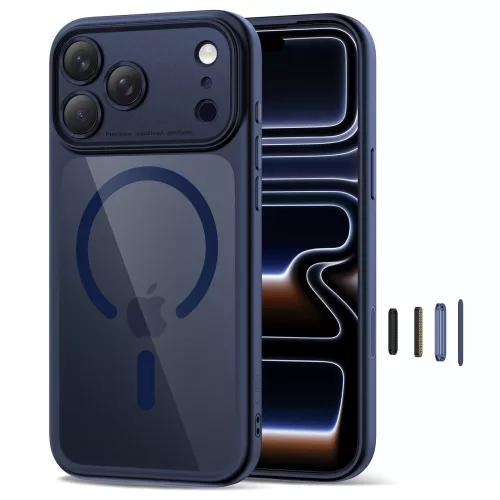 Tech-protect magpeak magsafe cc iPhone 17 Pro Max mélykék/átlátszó