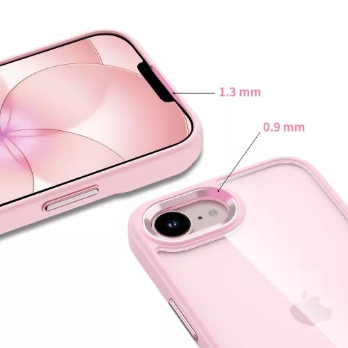 Tech-protect magmat iphone 16e / 17e hátlap - soft pink/clear