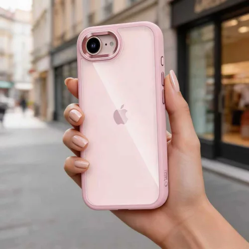 Tech-protect magmat iphone 16e / 17e hátlap - soft pink/clear