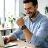 Tech-Protect Nylon Elite Apple Watch szíj 44/45/46/49 mm - sötétkék/narancssárga