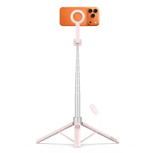 Tech-protect l10s magsafe bluetooth selfie stick tripod rózsaszín/szürke