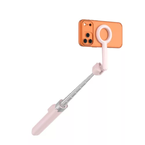 Tech-protect l10s magsafe bluetooth selfie stick tripod rózsaszín/szürke