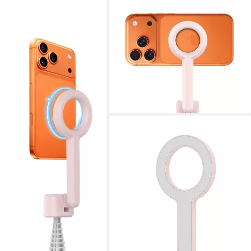 Tech-protect l10s magsafe bluetooth selfie stick tripod rózsaszín/szürke