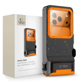   Tech-Protect IPX8 PRO univerzális vízálló tok - fekete/narancssárga
