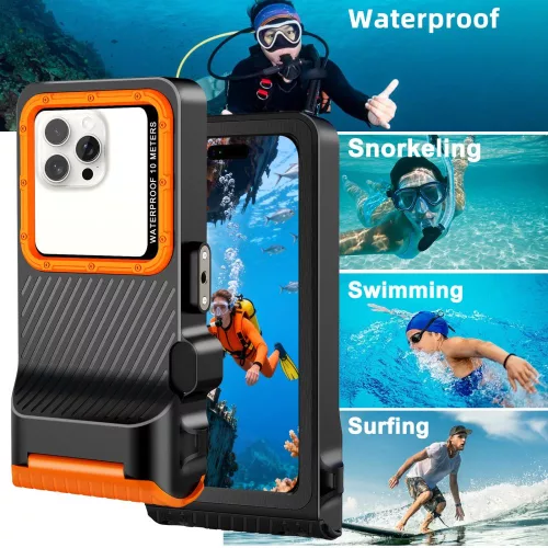 Tech-Protect IPX8 PRO univerzális vízálló tok - fekete/narancssárga