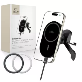   Tech-Protect MM15W-V6 15W BLACK/BLACK MagSafe mágneses autós tartó töltővel