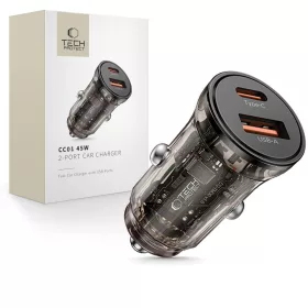   Tech-Protect CC01 2 portos autós töltő PD 45W / QC3.0 fekete