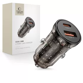   Tech-Protect CC01 2 portos autós töltő PD 30W / QC3.0 fekete -