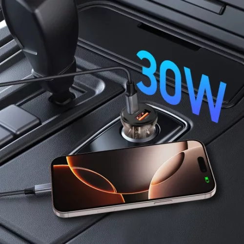 Tech-Protect CC01 2 portos autós töltő PD 30W / QC3.0 fekete -