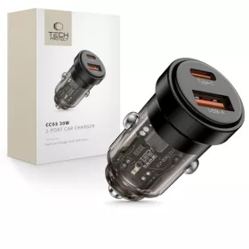   Tech-Protect CC03 2 portos autós töltő PD 30W / QC3.0 fekete