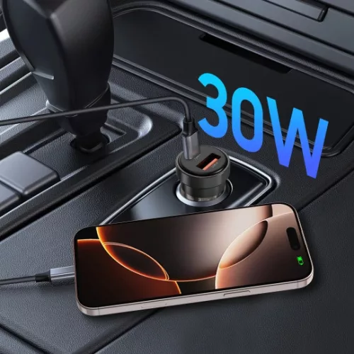 Tech-Protect CC03 2 portos autós töltő PD 30W / QC3.0 fekete