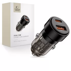 Tech-Protect CC03 2 portos autós töltő PD 75W fekete