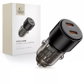 Tech-Protect CC03 2 portos autós töltő PD 100W fekete