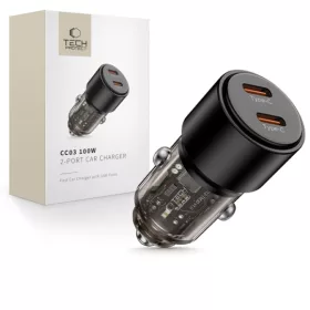 Tech-Protect CC03 2 portos autós töltő PD 100W fekete