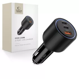 Tech-Protect CC04 3 portos autós töltő PD 130W fekete