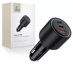 Tech-Protect CC04 3 portos autós töltő PD 175W fekete
