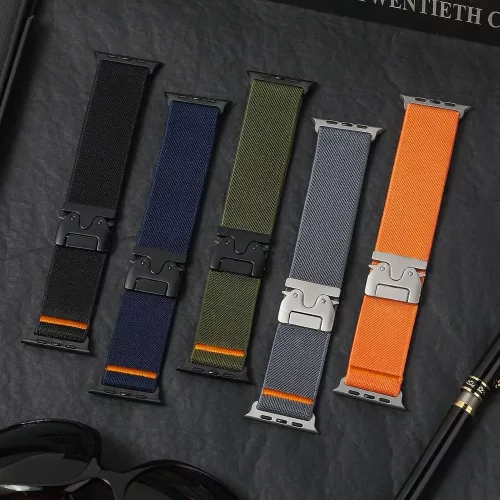 Tech-Protect Nylon Clasp Apple Watch szíj 44/45/46/49 mm - fekete