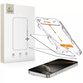   Tech-protect quick set+ 2-pack edzett üveg képernyővédő iPhone 16 Pro-hoz fekete