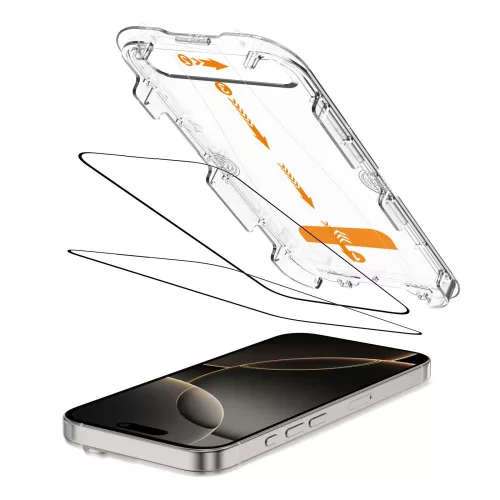 Tech-protect quick set+ 2-pack edzett üveg képernyővédő iPhone 16 Pro-hoz fekete