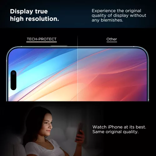 Tech-protect quick set+ 2-pack edzett üveg képernyővédő iPhone 16 Pro-hoz fekete