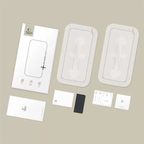 Tech-protect quick set+ 2-pack edzett üveg képernyővédő iPhone 16 Pro-hoz fekete