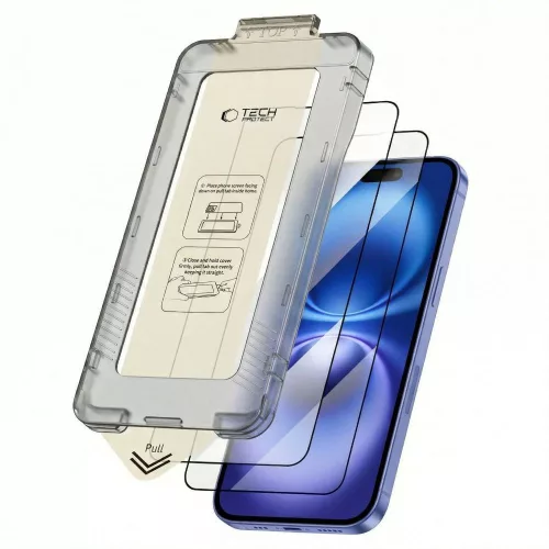 Tech-protect Quick Set+ 2-pack iPhone 15 / 16 Fekete üvegfólia