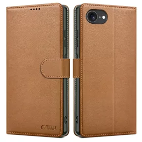 Tech-protect wallet iphone 16e/17e bőr táska barna