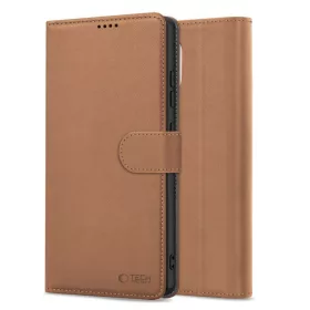 Tech-protect wallet iphone 16e/17e bőr táska barna
