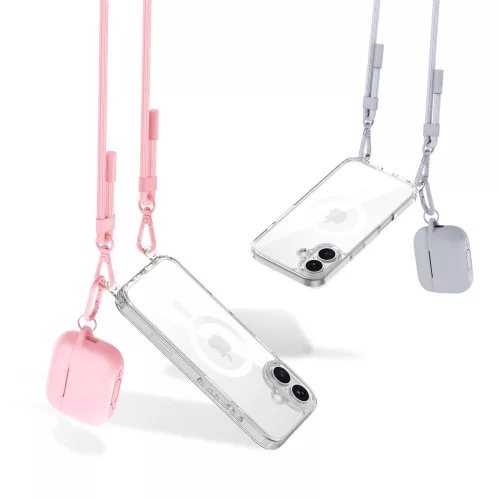 Tech-protect flexair chain magsafe iphone 16 védőtok szürke és rózsaszín