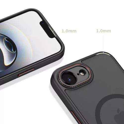 Tech-protect magcam magsafe iphone 16e / 17e mátt fekete/piros