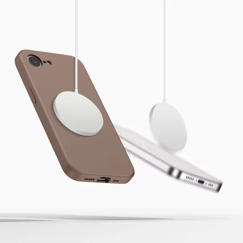 Tech-protect silicone magsafe iPhone 16e / 17e telefontok csokoládébarna