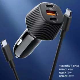 Spigen EV1133 3-PORT 113W autós töltő