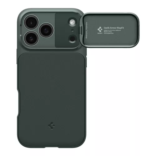Spigen Optik Armor Mag MagSafe tok Apple iPhone 17 Pro Max készülékhez – Mélyzöld