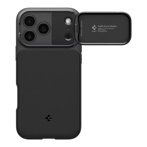 Spigen Optik Armor Mag MagSafe tok Apple iPhone 17 Pro készülékhez – Fekete