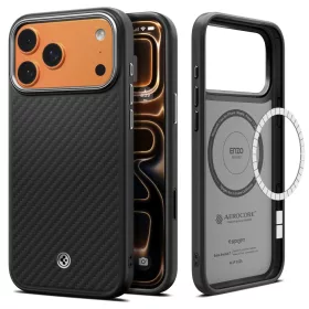   Spigen Enzo Aramid 'T' Mag MagSafe tok Apple iPhone 17 Pro készülékhez – Fekete/ezüst