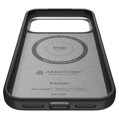 Spigen Enzo Aramid 'T' Mag MagSafe tok Apple iPhone 17 Pro készülékhez – Fekete/ezüst