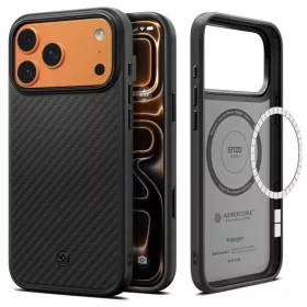   Spigen Enzo Aramid 'T' Mag MagSafe tok Apple iPhone 17 Pro készülékhez – Fekete