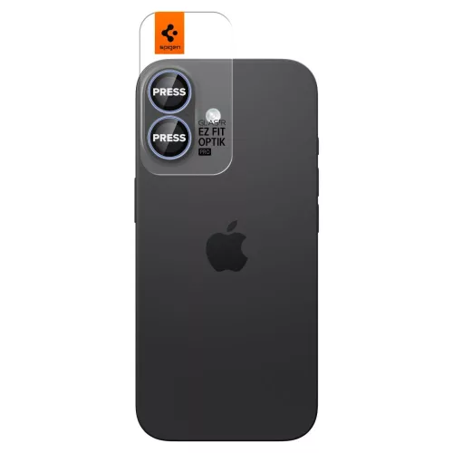 Spigen Optik Pro Glas.tR EZ Fit kameravédő (2-pack) Apple iPhone 16 készülékhez – Átlátszó