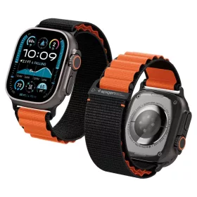   Spigen WBF1 Band Apple Watch 8/9/10/11/SE/Ultra (44/45/46/49 mm) szíj - fekete/narancs