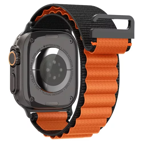 Spigen WBF1 Band Apple Watch 8/9/10/11/SE/Ultra (44/45/46/49 mm) szíj - fekete/narancs