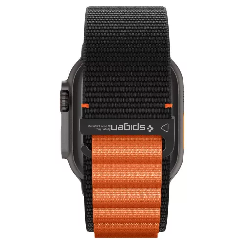 Spigen WBF1 Band Apple Watch 8/9/10/11/SE/Ultra (44/45/46/49 mm) szíj - fekete/narancs