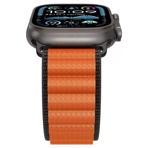 Spigen WBF1 Band Apple Watch 8/9/10/11/SE/Ultra (44/45/46/49 mm) szíj - fekete/narancs