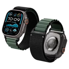   Spigen WBF1 Band Apple Watch 8/9/10/11/SE/Ultra (44/45/46/49 mm) szíj - fekete/zöld