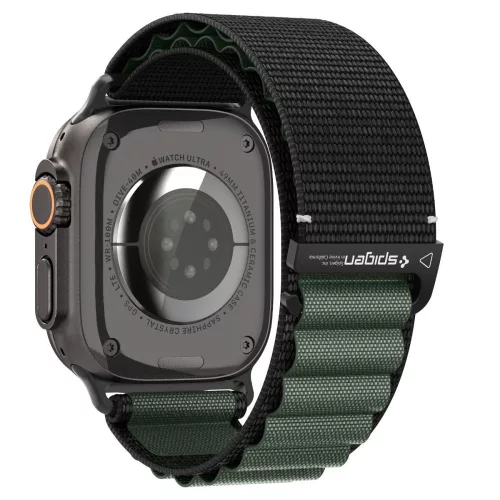 Spigen WBF1 Band Apple Watch 8/9/10/11/SE/Ultra (44/45/46/49 mm) szíj - fekete/zöld