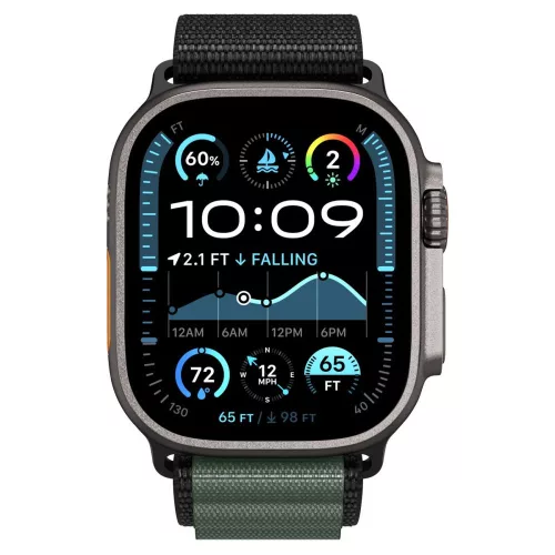 Spigen WBF1 Band Apple Watch 8/9/10/11/SE/Ultra (44/45/46/49 mm) szíj - fekete/zöld